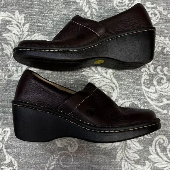 Born Women's Brown Slip-On Wedge Shoes Size 7.5 Casual Comfort - Picture 5 of 7
